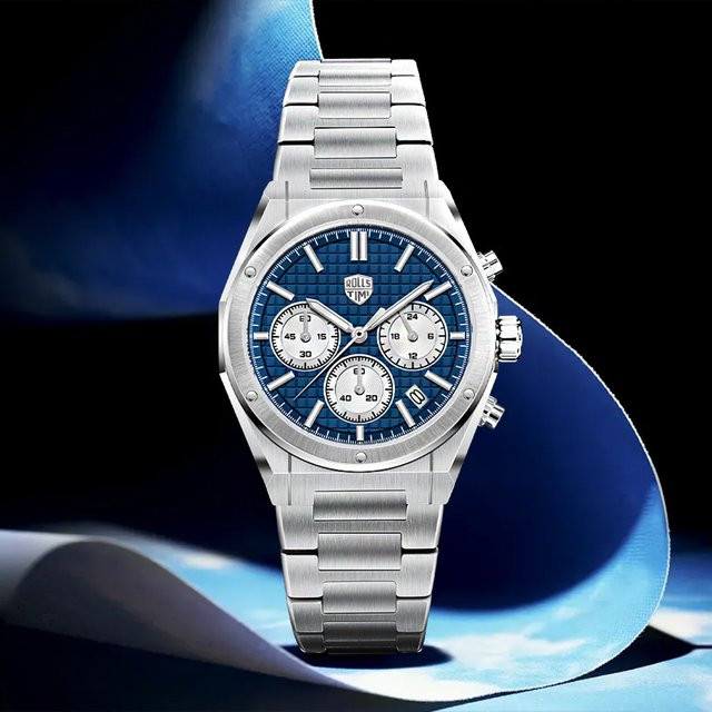 RollsTimi Chronograph, Quarz, Edelstahl, Silber, Weiß, Herren - Bild 1