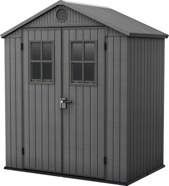 Keter Gartenhaus Darwin 64 aus Kunststoff mit Fenster und Satteldach in Grau, B/T/H: 190 x 122 x 221 cm - Bild 1