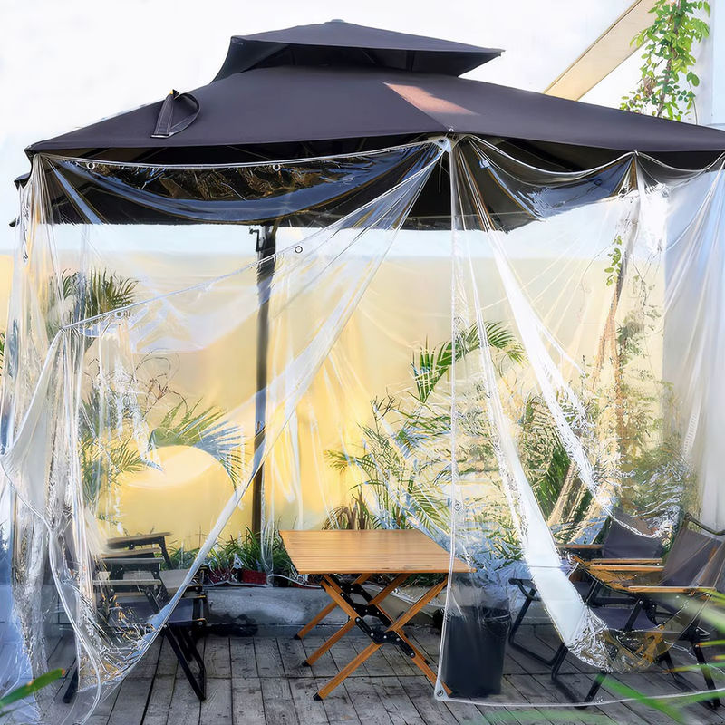 Wasserdichte transparente PVC-Plane mit Ösen als wetterfester Regenschutz für deine Gartenmöbel, 0,3 mm Stärke - Bild 3