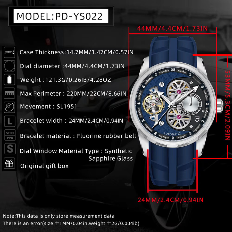 Pagani Design Armbanduhr, Automatik, Edelstahl, 44 mm, Herren - Bild 6
