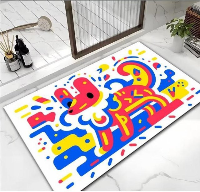 Yiran Furniture Badezimmer Fußmatte mit Cartoon Hund Motiv, rutschfest und saugfähig, Mehrfarbig, B/T: 60 x 40 cm - Bild 1