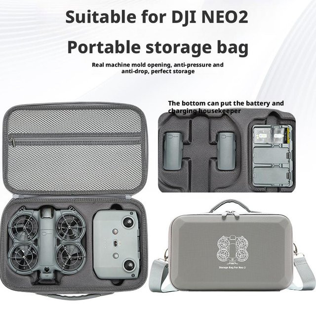 DJI NEO2 Flight Pass Rucksack in Grau mit Schultergurt, stoßfeste und tragbare Schutzhülle für deine Drohne - Bild 1
