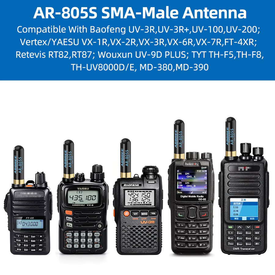 ABBREE AR-805S Mini SMA-Male Dualband 144/430MHz Hochleistungsantenne für Retevis RT1 RT3S RT3 RT8 RT81 TYT MD-380/UV8000D Funkgeräte - Bild 6