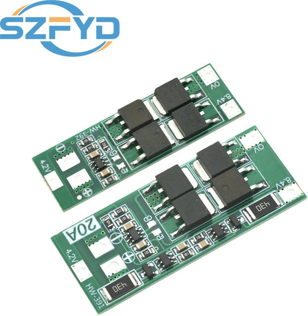 SZFYDOSH BMS Schutzschaltung für 2S 18650 Lithium-Batterien, 20A, 7,4 V - 8,4 V, Farbe: Grün - Bild 1