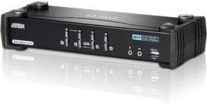 ATEN CS1784A DVI KVM Switch 4-fach mit USB 2.0 Hub und USB 2.1 Surround Sound Audio in Schwarz - Bild 1