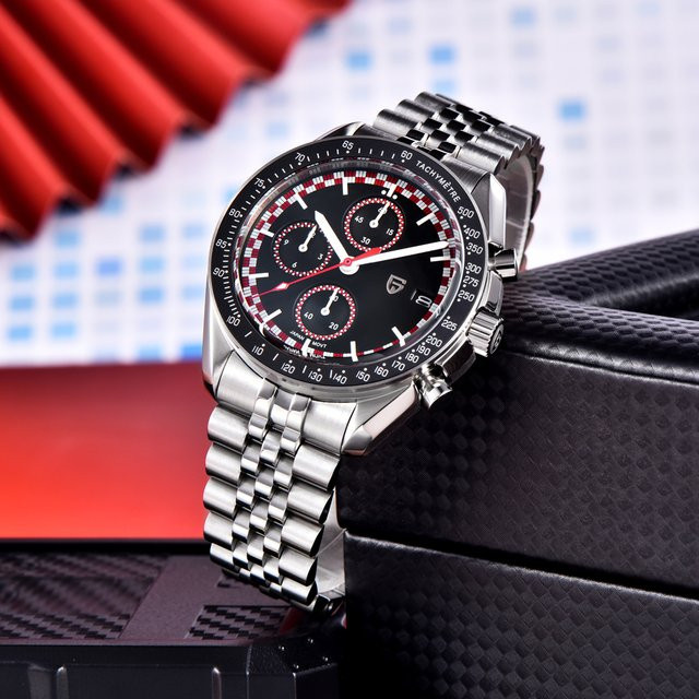 PAGANI DESIGN Chronograph Armbanduhr, Quarz, Edelstahl, Schwarz, Herren - Bild 1