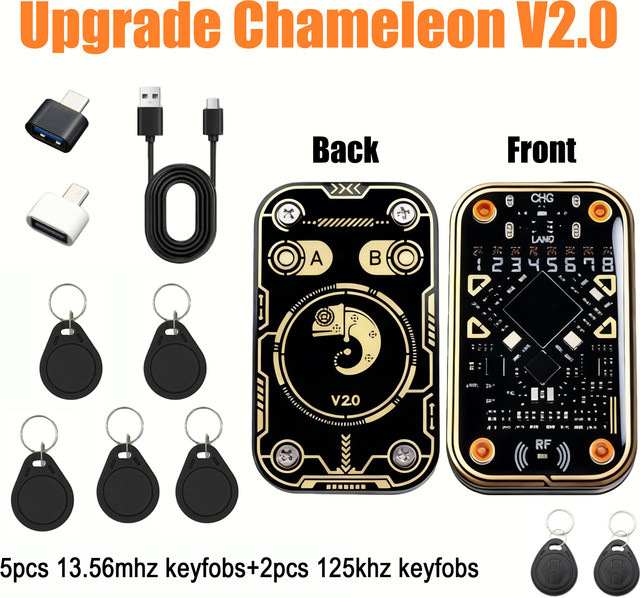 Chameleon Ultra kontaktloser Smartcard-Emulator in Schwarz, kompatibler NFC Read Writer RFID Smart Chip ID IC Reader Tag Copyer - Bild 1