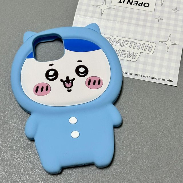 Chiikawa Anime 3D-Silikon-Handyhülle mit Ohren in Blau für iPhone 11 13 15 17 - Bild 1