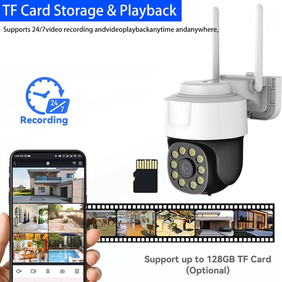 Tuya Smart Life WLAN PTZ IP-Kamera für Außenbereiche in Weiß mit 5MP Auflösung, Farbnachtsicht, Zwei-Wege-Audio und automatischer Verfolgung - Bild 4