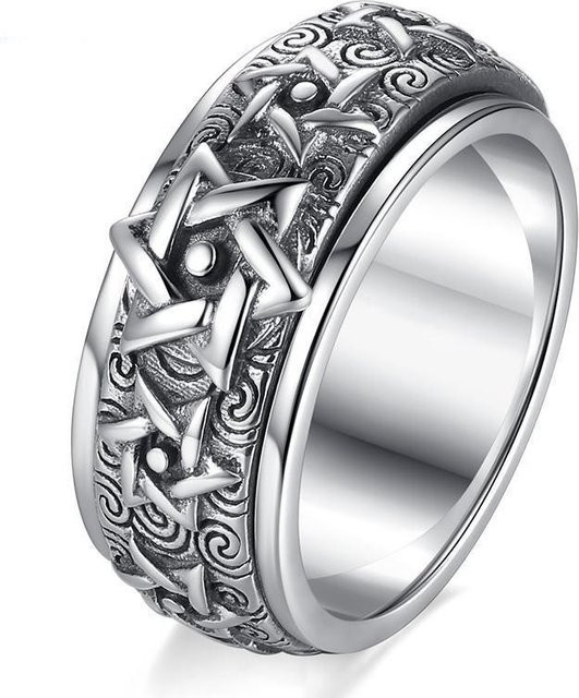 POMOiii Ring, Messing, Silber, sechszackiger Stern, Herren - Bild 1