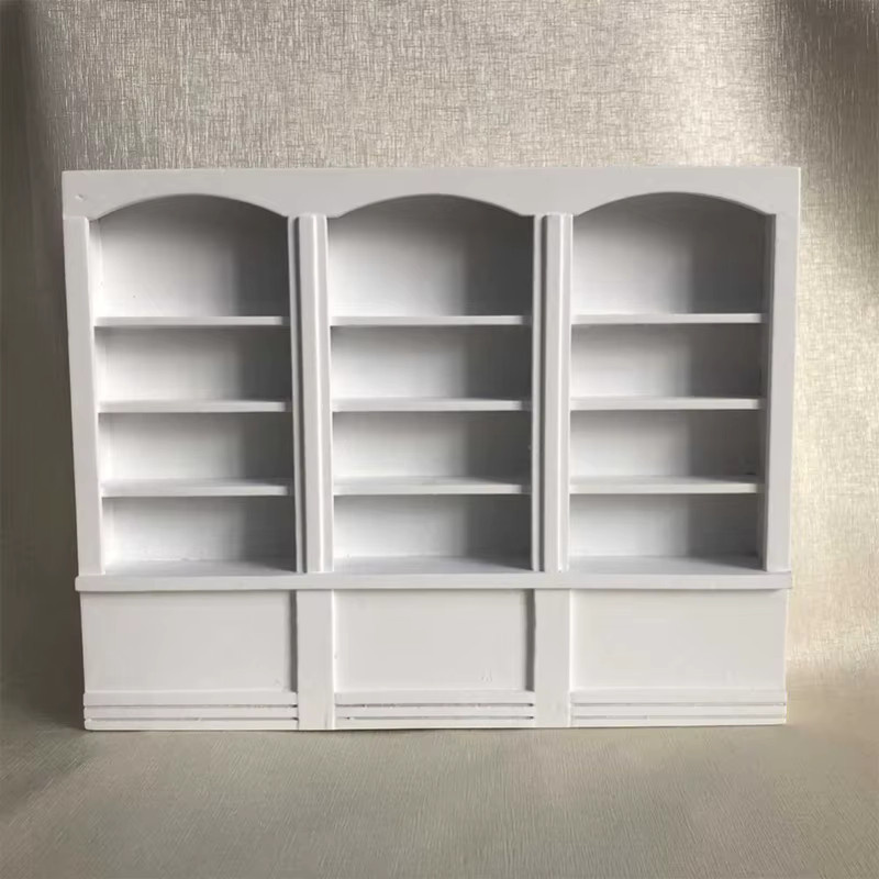 kbxlife Mini-Bücherregal Vitrine Bücherschrank, Puppenhaus-Zubehör, Weiß - Bild 3