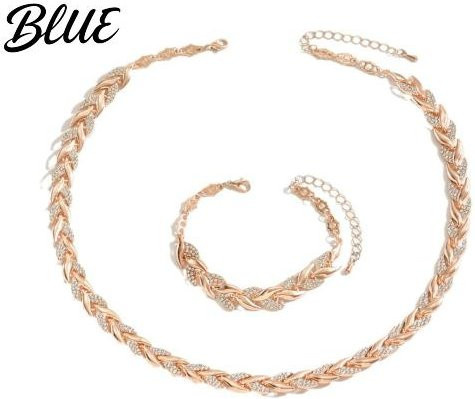 SILVERHOO Schmuck-Set Halskette und Armband, Blattform, Kristall, Roségold, Damen - Bild 1