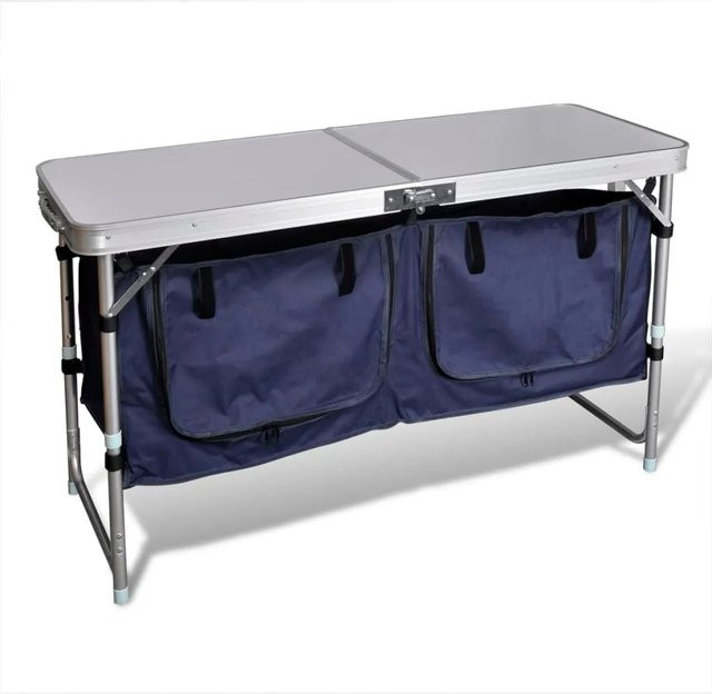 vidaXL Campingmöbel Stauraum aus Aluminium und MDF, zusammenklappbar, Blau - Bild 1