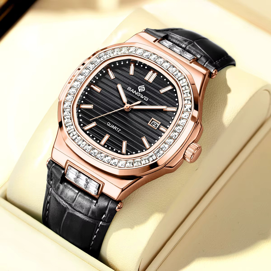 LIGE Armbanduhr, Chronograph, Quarz, Roségold, Blau, Diamant, Damen - Bild 2