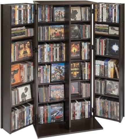 VEVOR Medienaufbewahrungsschrank für CDs, DVDs und Spiele mit 24 Fächern, B/T/H: 61,0 x 36,8 x 127,0 cm, Schwarz oder Braun - Bild 1