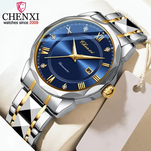 CHENXI Armbanduhr Quarz, Edelstahl, Blau, Herren - Bild 1