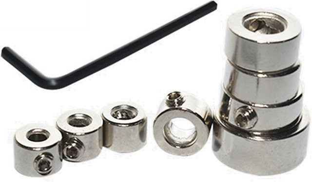 Vibratite Bohrer Stopper Kragen Set in Silber, 8 Stück, Tiefenanschlag für Ring Positionierer mit Schlüssel, 3-16mm - Bild 1