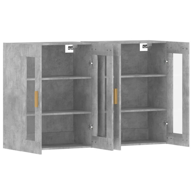 Vidaxl Hängeschrank Set aus 2 Stück in Grau im Industrial Design aus Holzwerkstoff und Glas mit Drehtüren - Bild 1