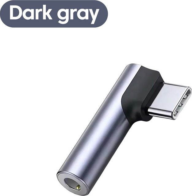 USB-C auf 3,5mm Klinke Audio-Adapter Konverter in Grau, L-förmig für Android und Samsung - Bild 1