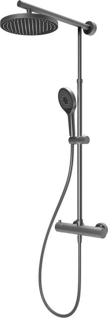 Schulte DuschMaster Rain Classic Duschsystem in Gunmetal Grau mit runder Kopfbrause - Bild 1