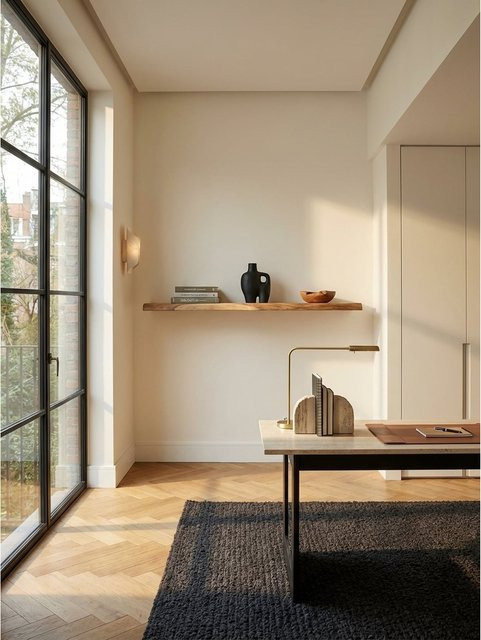 Wandregal aus Massivholz Akazie im Landhausstil von KADIMA DESIGN, Farbe Braun, B: 120 cm, T: 26 cm, H: 4 cm - Bild 1