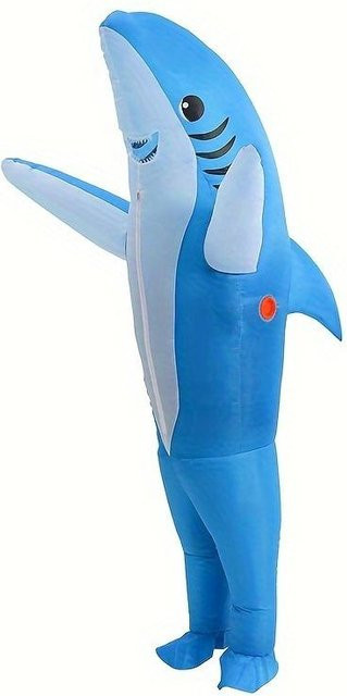 Aufblasbarer Haifisch-Anzug, blau, Kostüm Requisiten - Bild 1