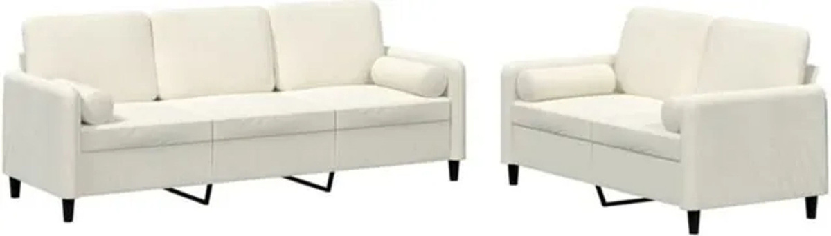 2-teilige moderne Sofagarnitur mit Kissen aus Samt in Beige von vidaxl - Bild 1