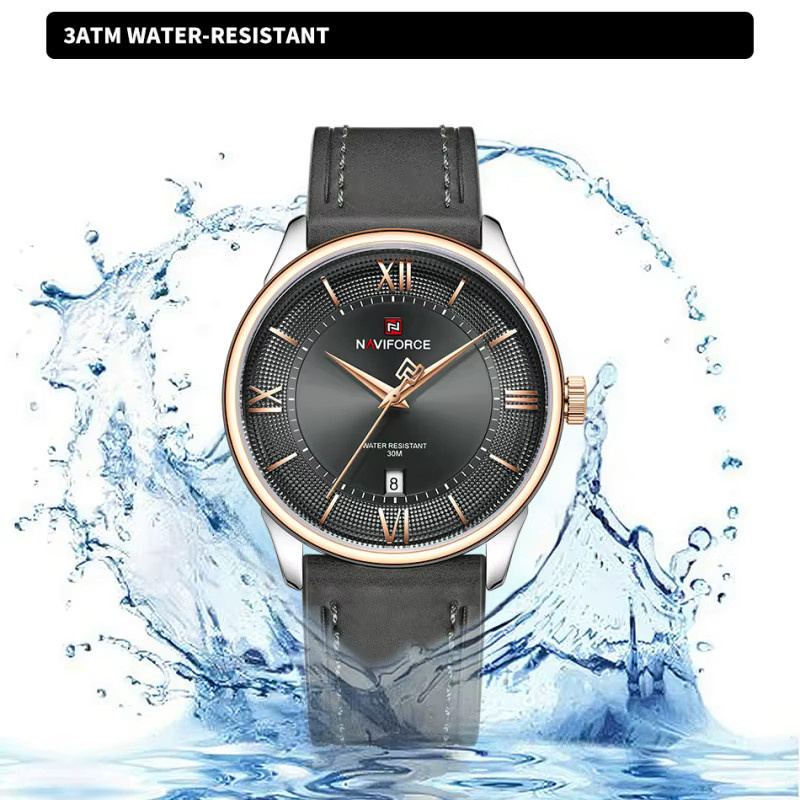 NAVIFORCE Armbanduhr Quarz, Leder, Schwarz, Herren - Bild 3