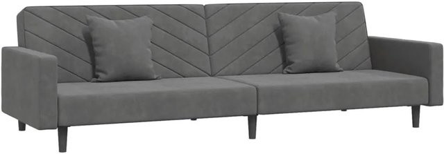 vidaXL Schlafsofa 2-Sitzer Click-Clack mit 2 Kissen, Dunkelgrau Samt, B/T/H: 100 x 200 cm - Bild 1
