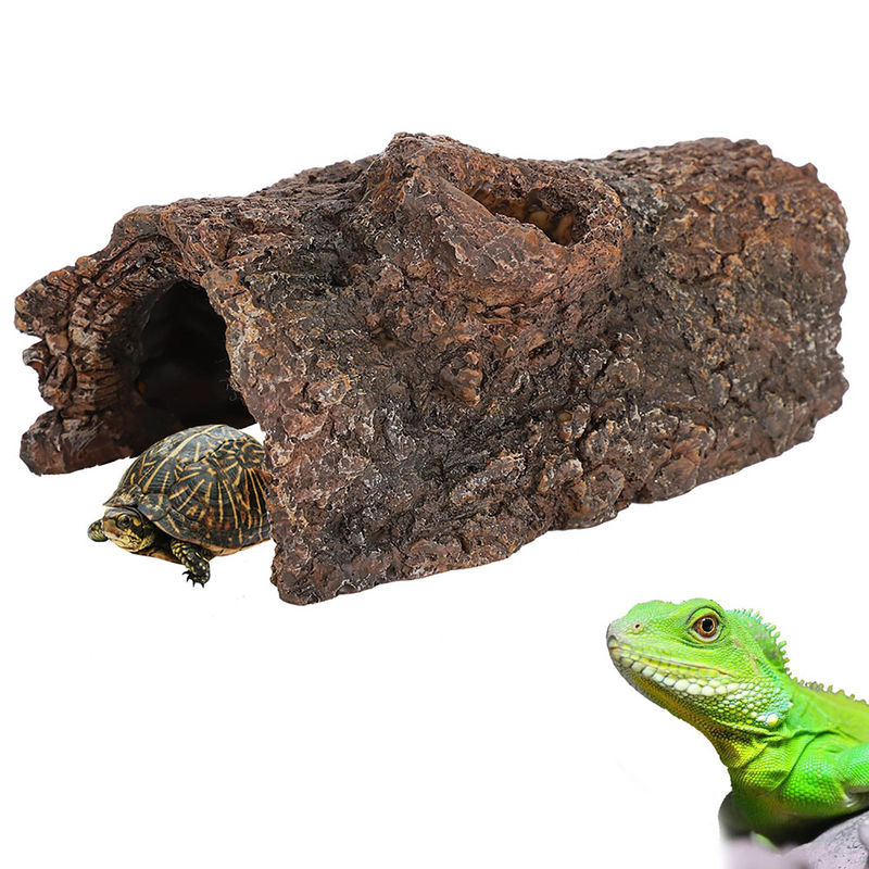 TOMTOP JMS Versteckhöhle aus Kunstharz in Baumstamm-Optik für Amphibien und Reptilien, Braun, Rustikal - Bild 4
