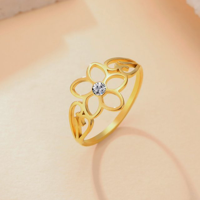 Skyrim Blumenring Edelstahl, Zirkonia, Damen - Bild 1