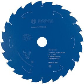 Bosch Kreissägeblatt Expert for Wood für Akkusägen, Carbide Tipped, Durchmesser: 254 mm, Bohrung: 30 mm, 24 Zähne, Blau - Bild 1
