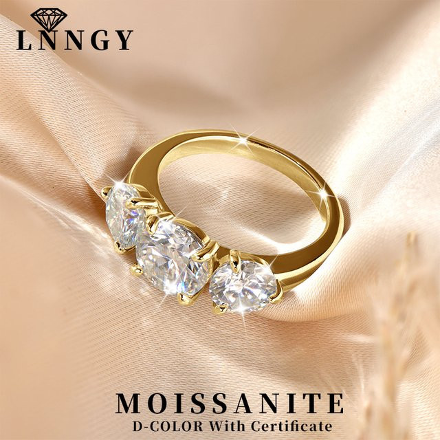 Lnngy Verlobungsring, Moissanit, 14 Karat Gold gefüllt, Damen - Bild 1