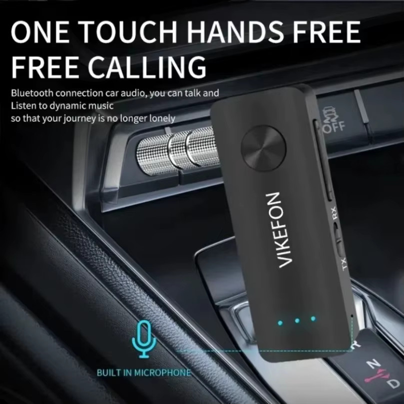 VIKEFON Bluetooth 5.4 Empfänger und Sender, Wireless HiFi Stereo Audio Adapter mit 3,5 mm AUX und Mikrofon, Schwarz - Bild 3