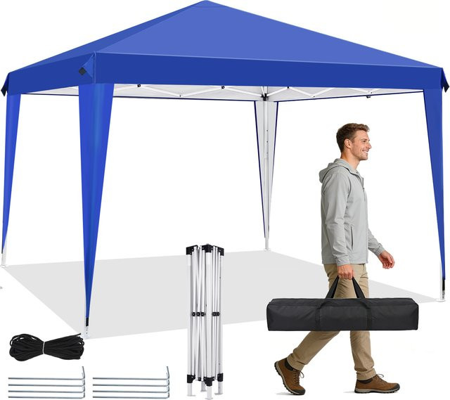 HGTUGO Pop-Up-Faltpavillon in Blau, wasserabweisendes Partyzelt mit UV-Schutz für Garten und Camping, B/T/H: 300 x 300 x 300 cm - Bild 1