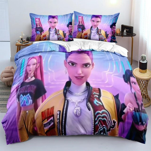 Lodestar K-Pop D-Dämonenjäger Anime Bettwäsche-Set aus Polyester mit 3D-Grafik, Mehrfarbig, B/H: 200 x 200 cm - Bild 1
