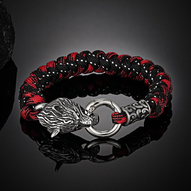 Yiran Jewelry Armband, Edelstahl, Paracord, Schwarz, Herren, 21cm - Bild 1