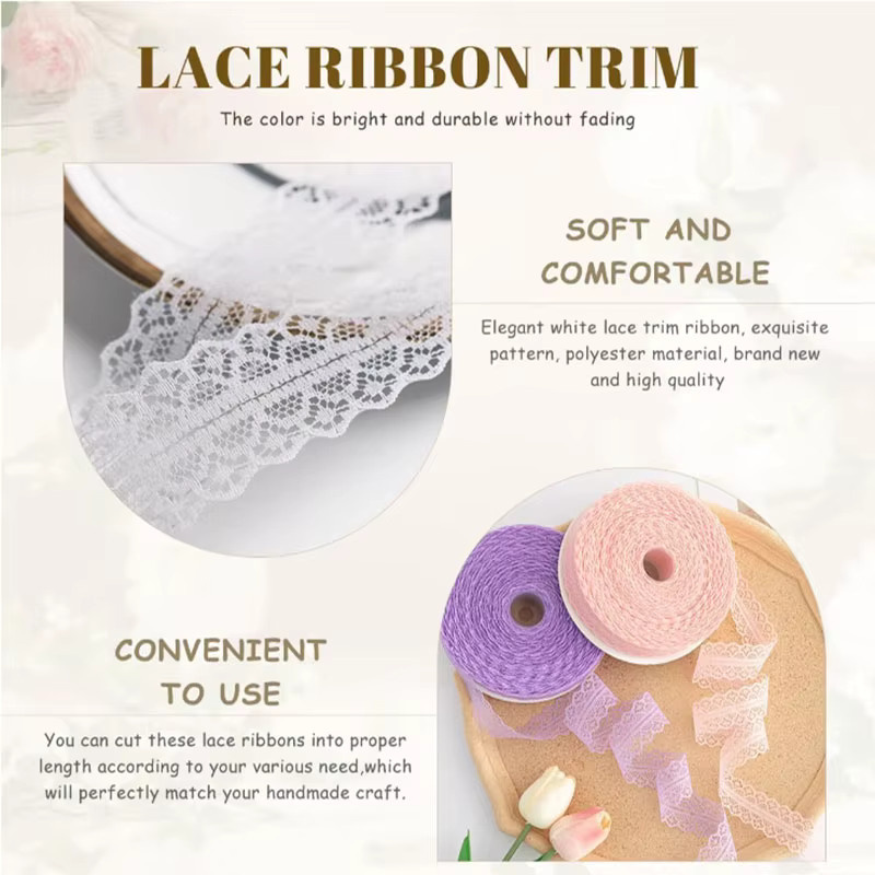 Vintage Spitzenband in Lila mit 3 cm Breite für DIY Bekleidung, Nähen und Dekorationen - Bild 2