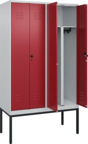 C+P PSA Doppel-Spind Classic PLUS Garderobenschrank mit 4 Abteilen und Sicherheits-Drehriegel, B/H/T: 120 x 212 x 50 cm - Bild 1