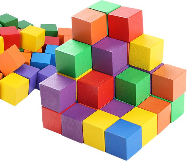 JXB Holz Cube Bausteine, Mehrfarbig, 20-teiliges Set - Bild 1