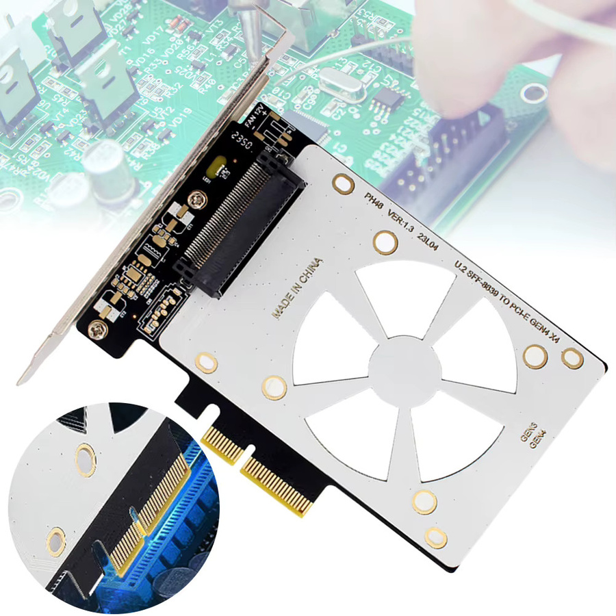 ALLOYSEED U.2 SFF-8639 zu PCI-EX4 Erweiterungskarte für U.2 NVMe SSD, PCI-E Gen3 Riser-Adapterkarte, Silber - Bild 3