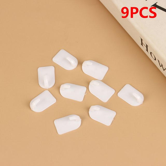 JETTING 9-teiliges Mini-Haken-Set aus Kunststoff, selbstklebend, transparent und weiß, vielseitig einsetzbar für Schlüssel, Halsketten und Dekorationen - Bild 1