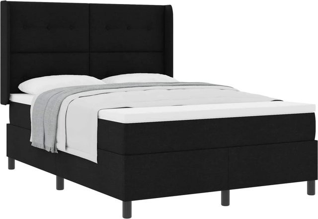 vidaXL Boxspringbett mit Matratze in Schwarz aus Stoff, B/T/H: 140 x 200 x 118 cm - Bild 1