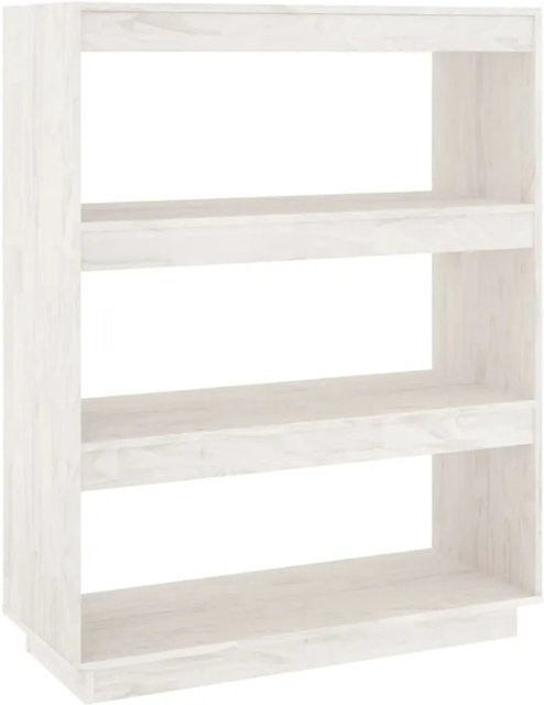 vidaXL Bücherregal und Raumteiler aus Kiefer-Massivholz in Weiß, B/T/H: 80 x 35 x 103 cm - Bild 1