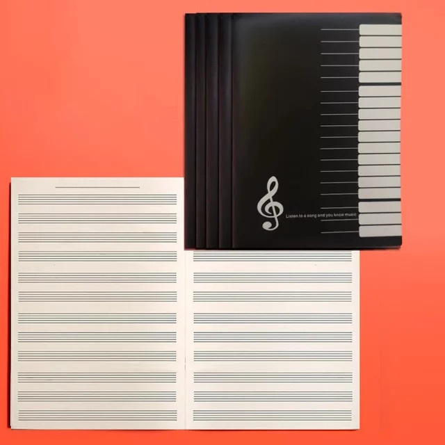 Spiralnotizbuch für Noten und Musikmanuskripte mit 18 Seiten, Softcover, Schwarz - Bild 1