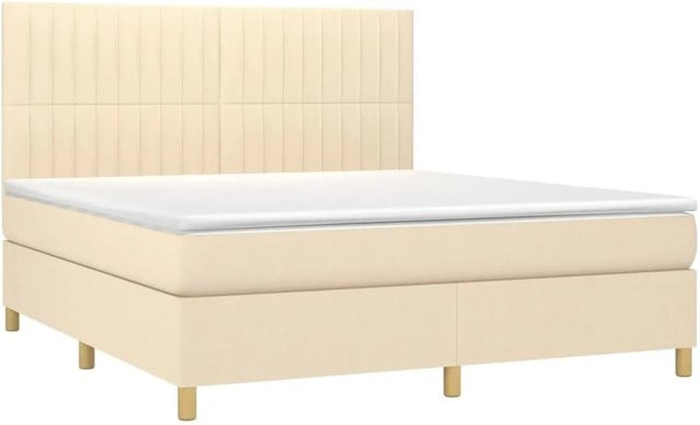 vidaXL Boxspringbett mit Matratze in Beige, Hybrid-Bett mit LED-Unterbettbeleuchtung und USB-Ladeport, B/T: 180 x 200 cm - Bild 1