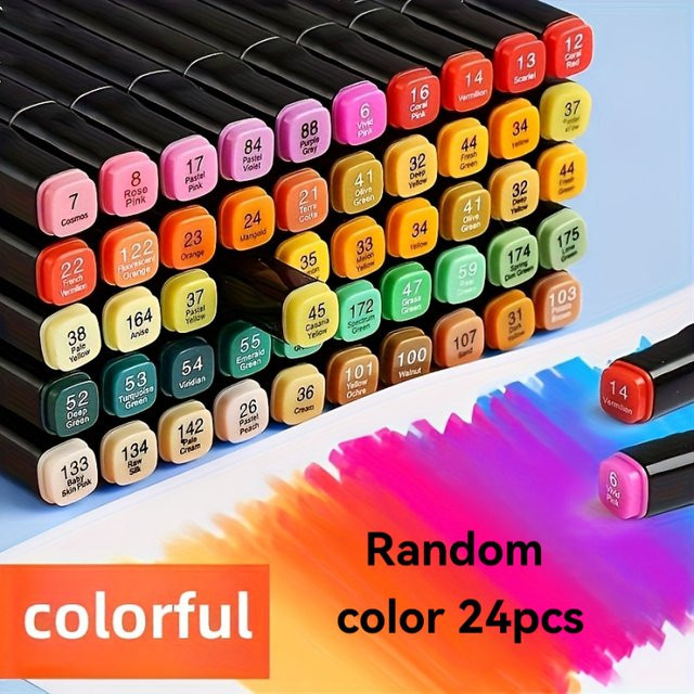 24 Farben Kunstmarker-Stifte mit Doppelspitze für Illustrationsdesign und Animationen in Multicolour - Bild 1