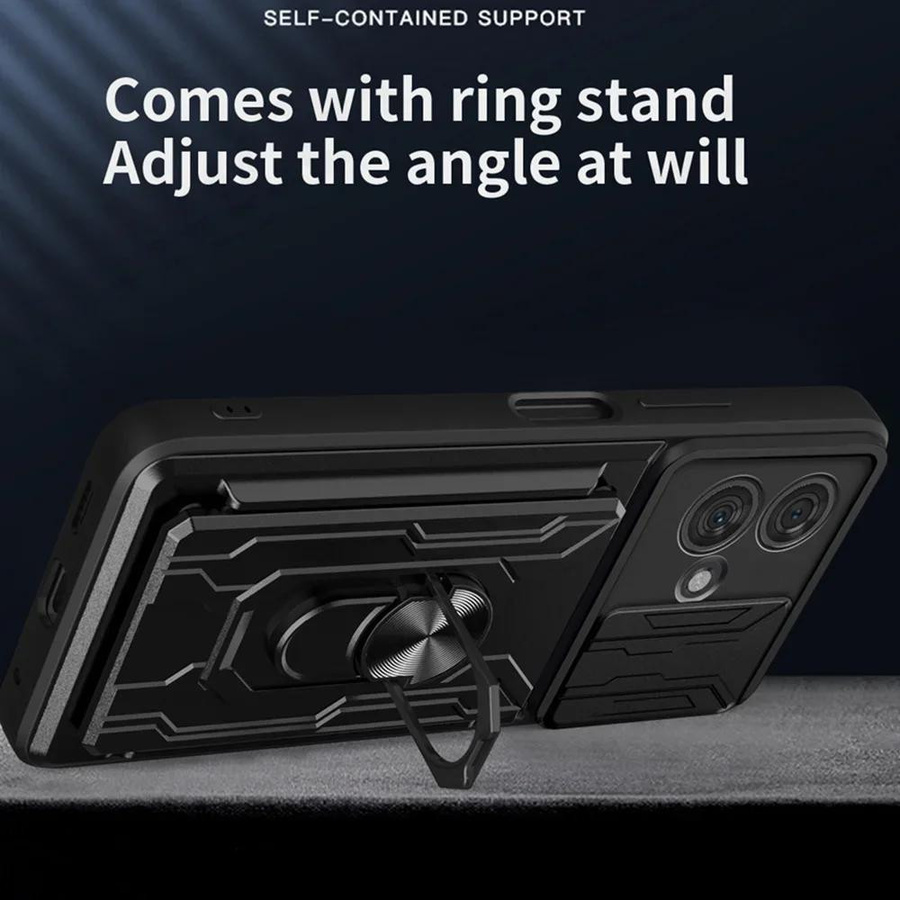Schutzhülle mit Kartenfach und Ring-Ständer für Motorola Moto G05 G15 G35 G55 G75 G85 5G in Schwarz oder Grün - Bild 2