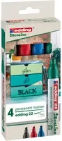 Edding 22 EcoLine Permanentmarker Set mit Keilspitze, 4er Pack, Farben: Schwarz, Blau, Rot, Grün - Bild 2