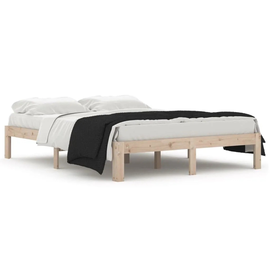 vidaXL Massivholzbett aus Kiefer in Rustikalem Design, B/T/H: 143,5 x 193,5 x 30 cm - Bild 2